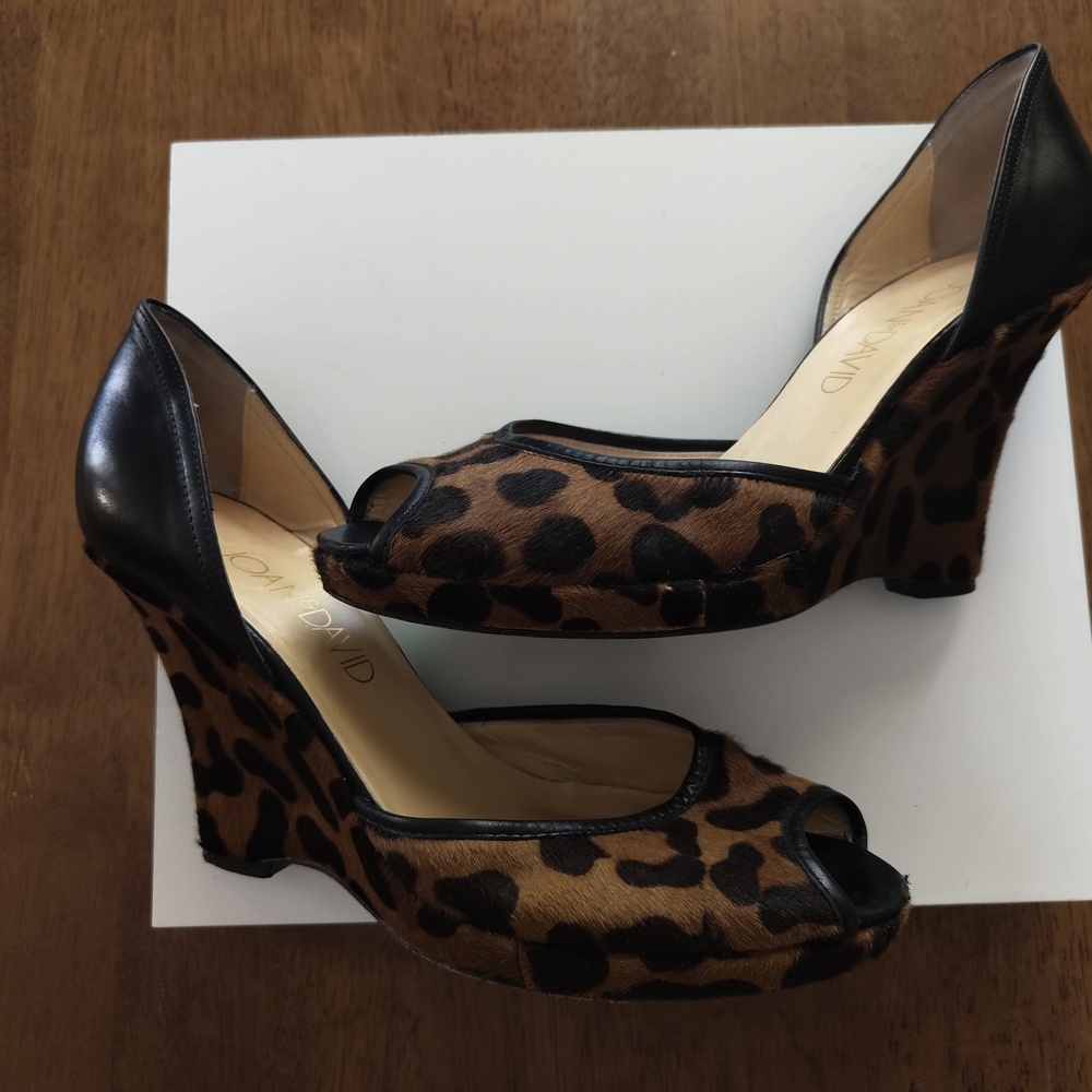 Joan & David Brown and Black Wedge Shoes